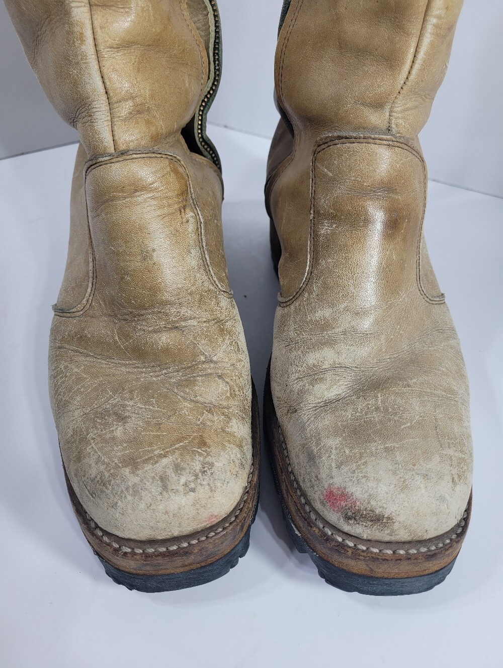 VTG 70s Frye Black Label Campus Banana Short Boots Leather Square Toe 7.5 D - Picture 13 of 16